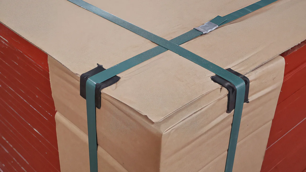 Gloss film faced plywood packing corner detail