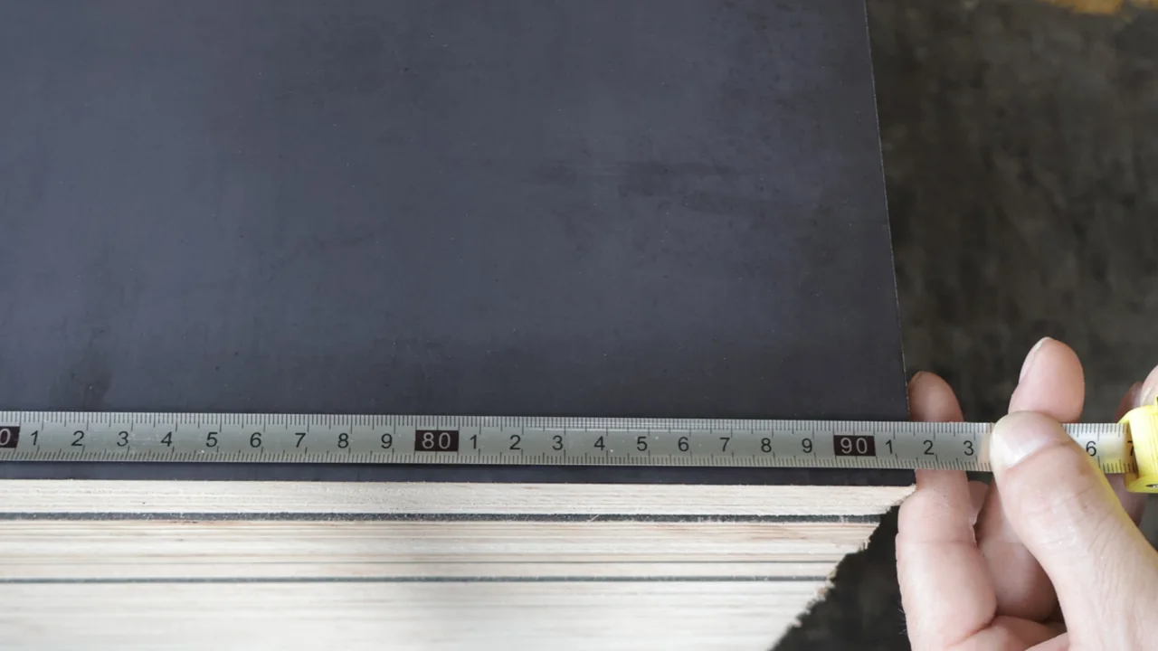 Matte film faced plywood width close-up