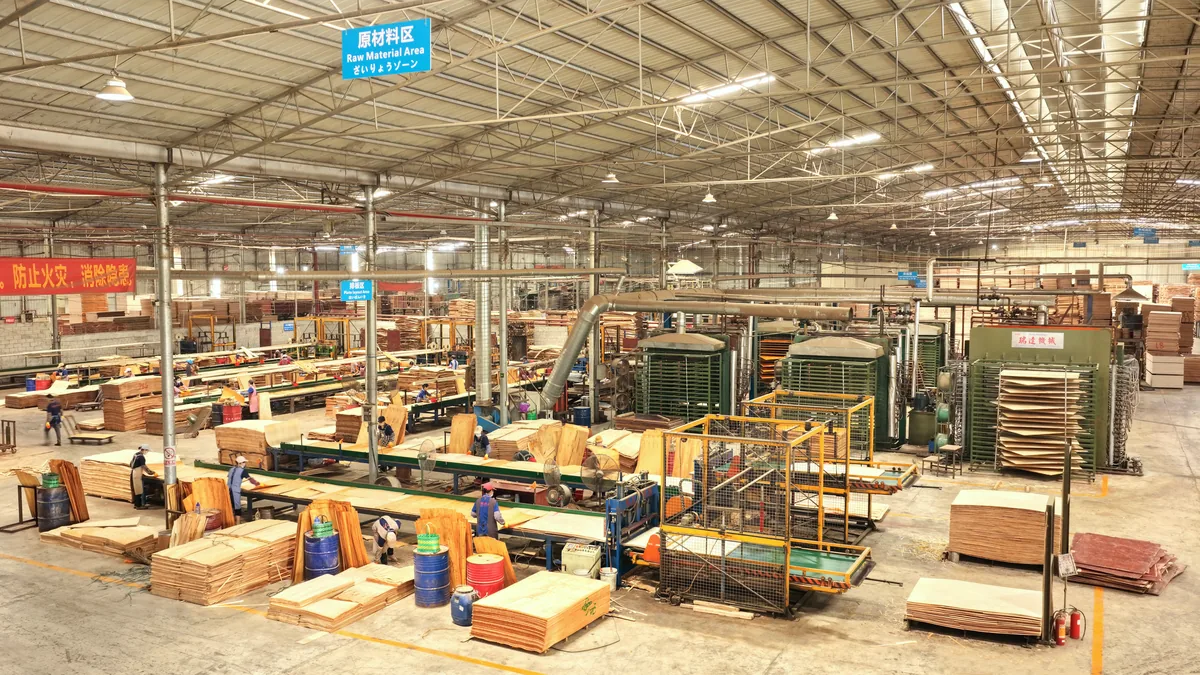 Plywood production workshop wide view